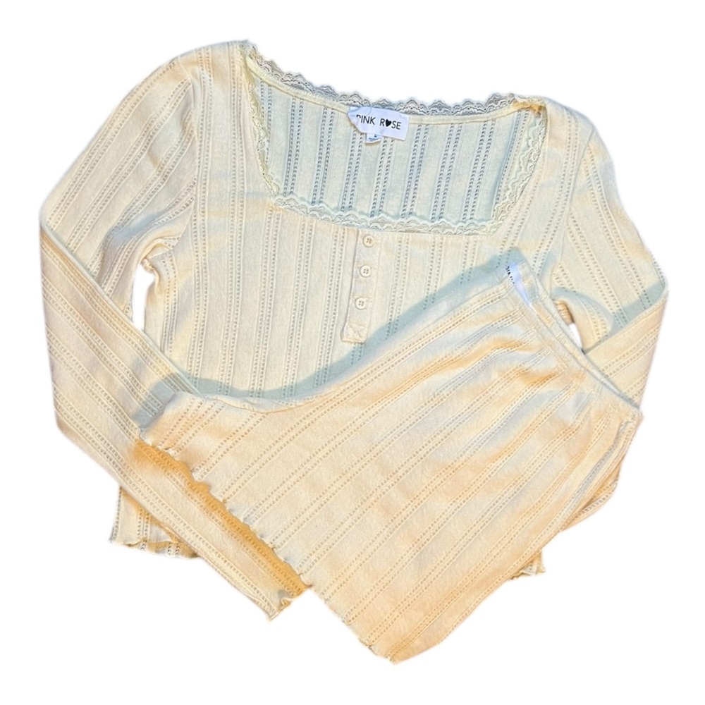 Pink Rose Light Yellow Pajama Set